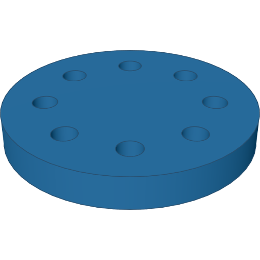A circular pattern of holes rendered from the script above