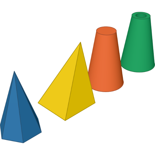 A point, a leaning point, and a frustum rendered from the script above