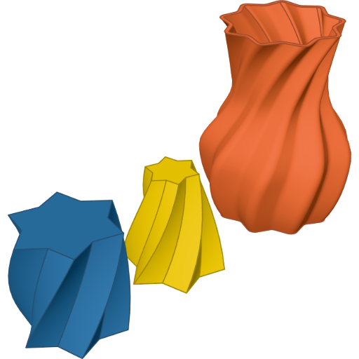 Turned, narrowed, and a vase that swells rendered from the script above