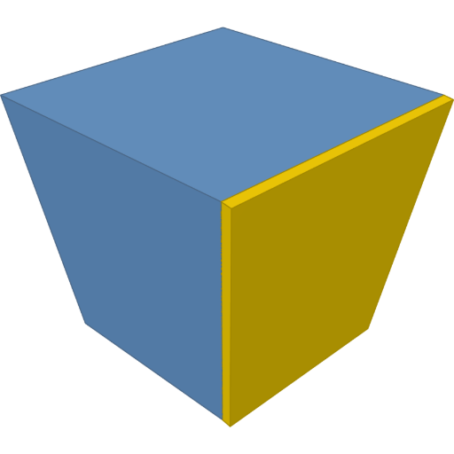 A plate swept from the slanted face it stands on rendered from the script above