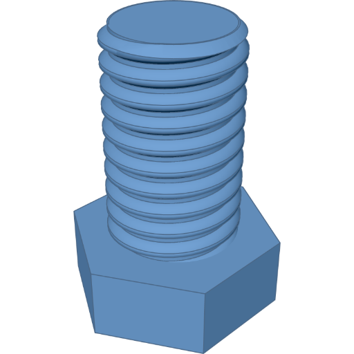 A bolt, its thread trimmed flush and chamfered rendered from the script above