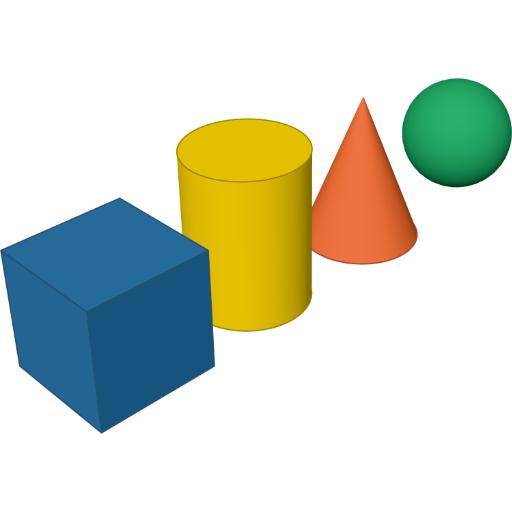 Four primitive solids rendered from the script above