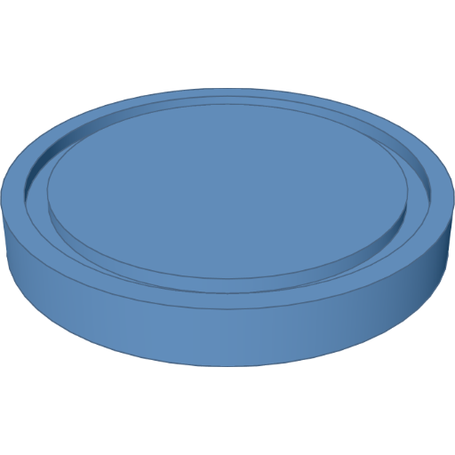A groove set in from the rim, following a face rendered from the script above