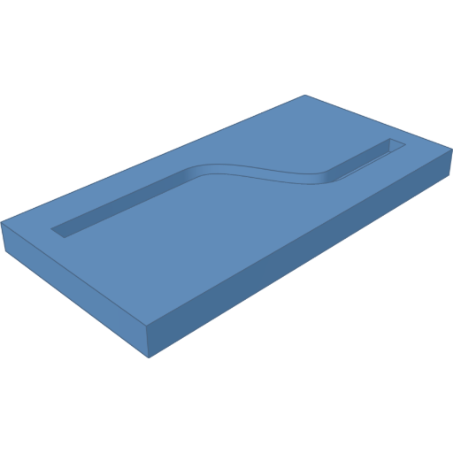 A channel cut along a route on a plate rendered from the script above