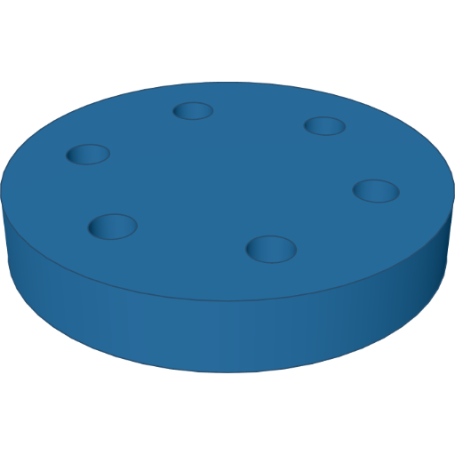 Six holes on a bolt circle rendered from the script above
