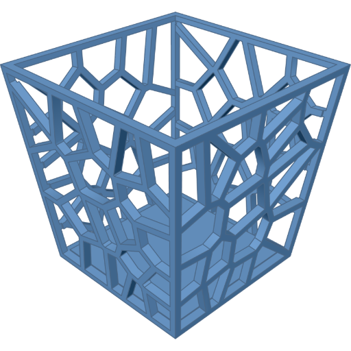 A vase with a voronoi pattern on each side rendered from the script above