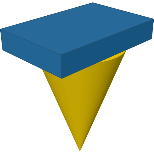 on #bottom turns the cone outward: its base meets the block rendered from the script above
