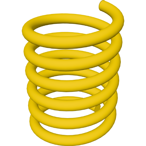 A spring from a circular profile rendered from the script above