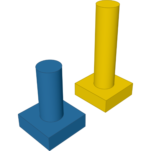One definition, two towers rendered from the script above