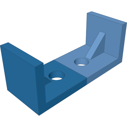 A bracket with gussets, written as one half rendered from the script above