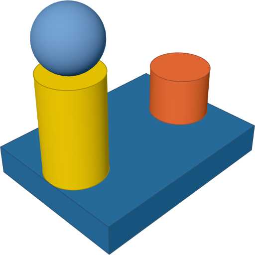 Two posts anchored to a shared base rendered from the script above