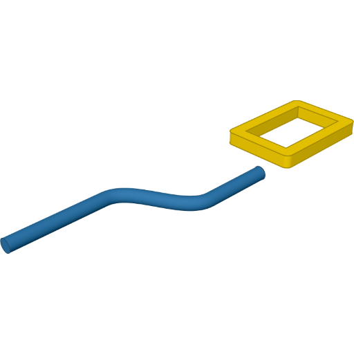 A bent rod and a mitred frame rendered from the script above