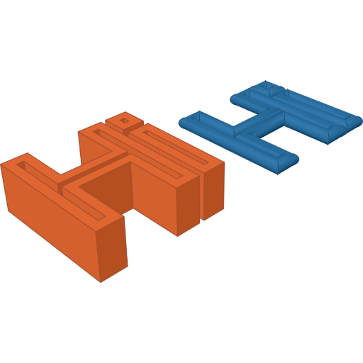 Hollow and tube letters rendered from the script above